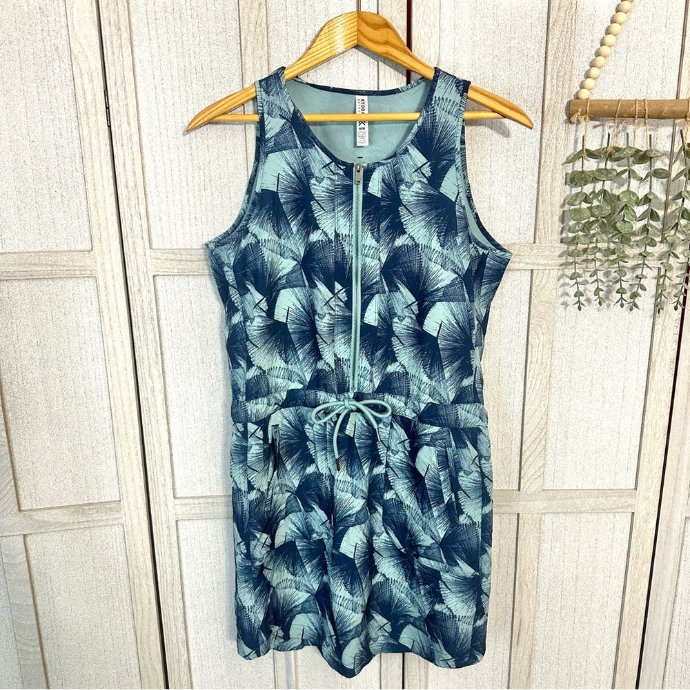 KYODAN Outdoor Collection Women's 1 Piece Short Skirt Jumpsuit Blue Leaf Medium